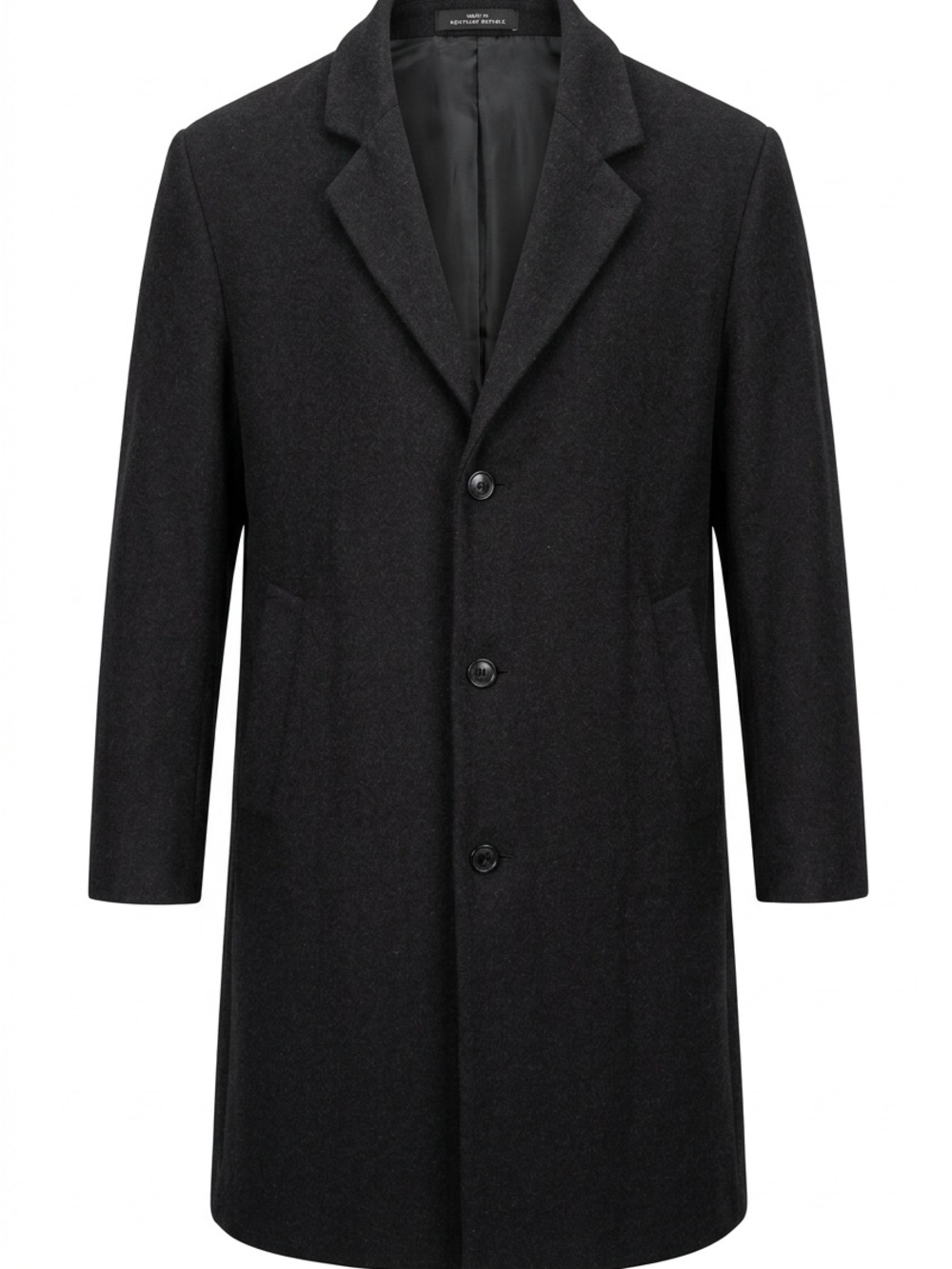 London Fog Men's Black Pea Coat - Single-Breasted Wool Blend